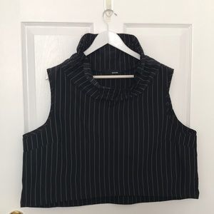 Cropped oversized pin-stripe vest